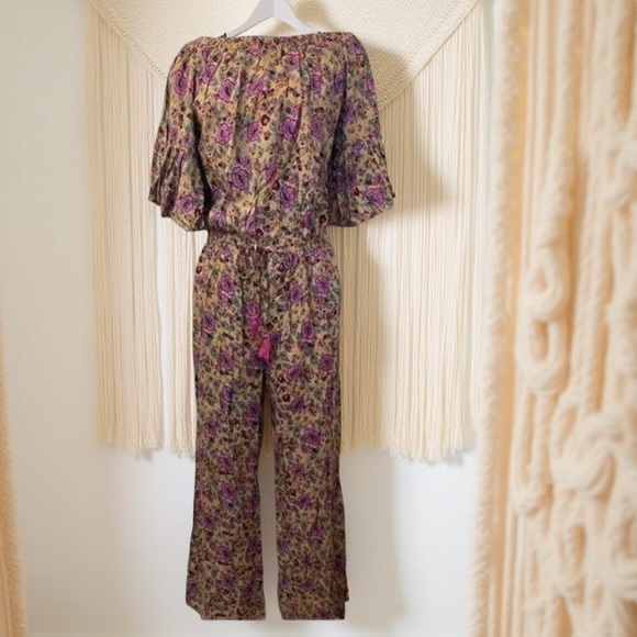 Anthropologie - Rags / Floral Boho Off Shoulder Bell Sleeve Jumpsuit NWT - Picture 12 of 15